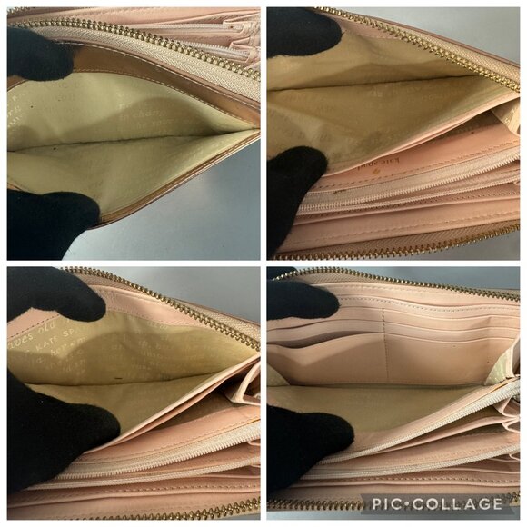 Kate Spade Spencer Metallic Leather Slim Zip Around Continental Wallet Rose Gold - Picture 13 of 15